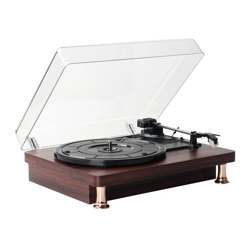 

HOT-Retro Vinyl Record Player W/ Dustproof Cover Record Player 33/45/78RPM Turntables Gramophone Phonograph,EU Plug