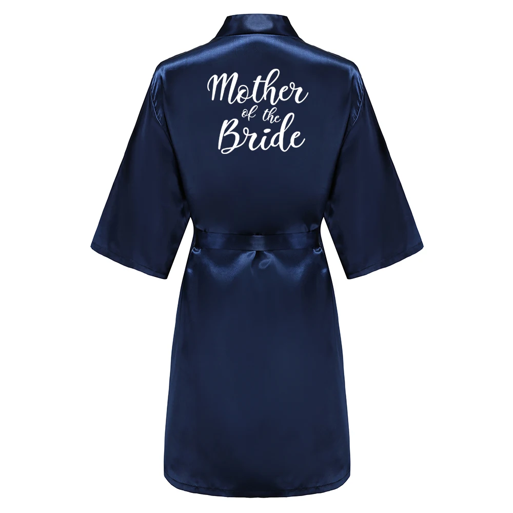 Satin Silk Robes Plus Size Wedding Bathrobe Bride Bridesmaid Mother Maid of Honor Gown Women Clothing Sleepwear Navy Blue women sleepwear bride robes silk robe