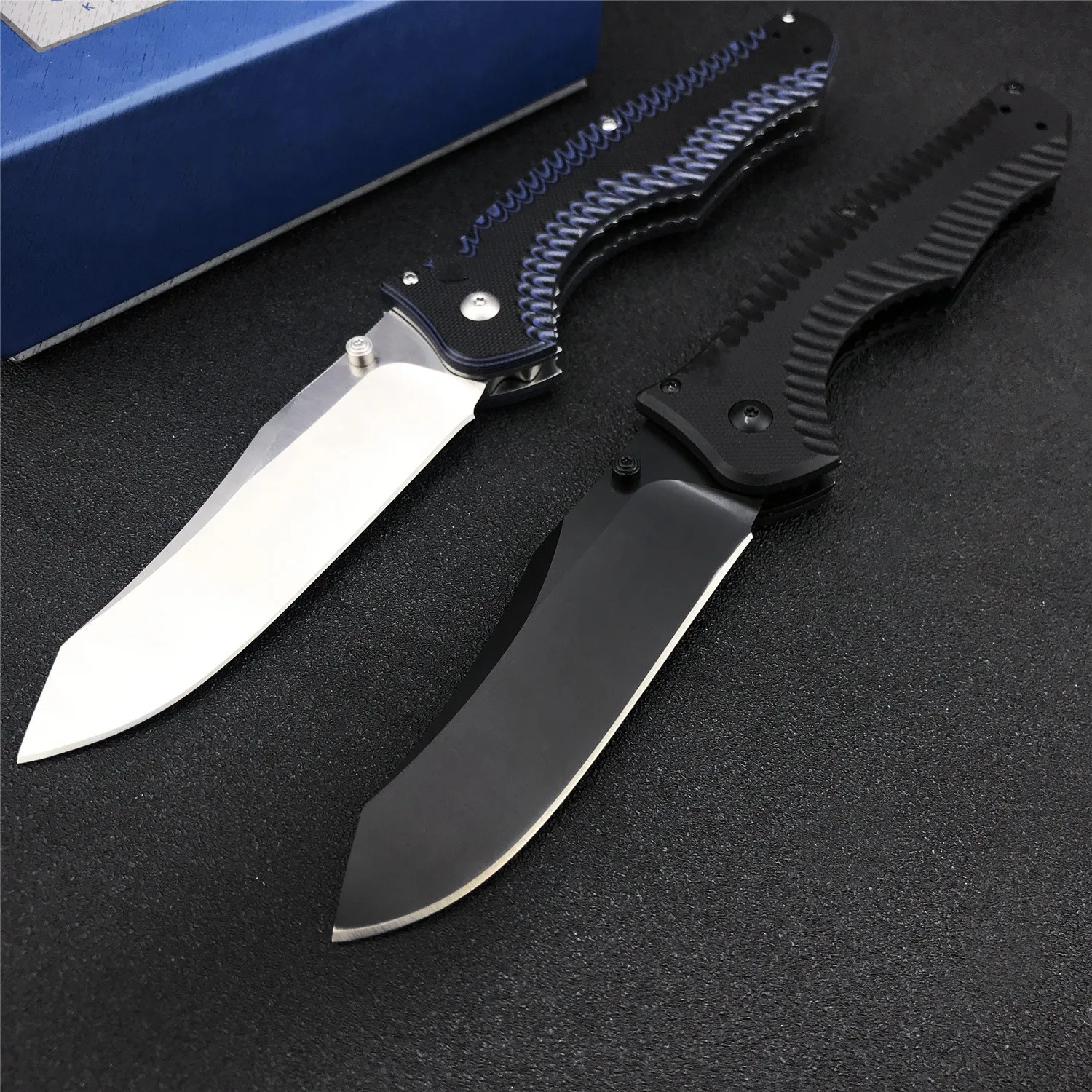 

Tactical Camping Pocket Knife BM 810 Osborne Contego Folding 3.98" D2 Satin Plain Blade, G10 Handles Outdoor EDC