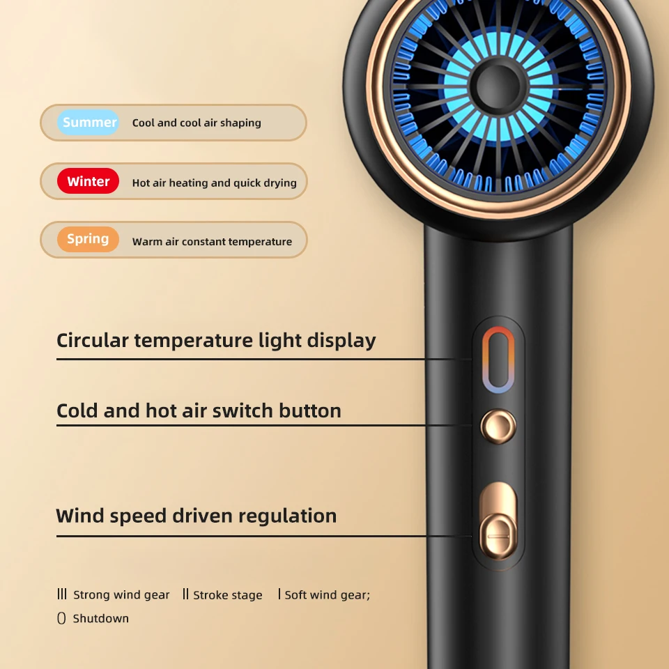 Hair Dryer 2400W High-Power Negative Ion Ultra Silent for Home Salons