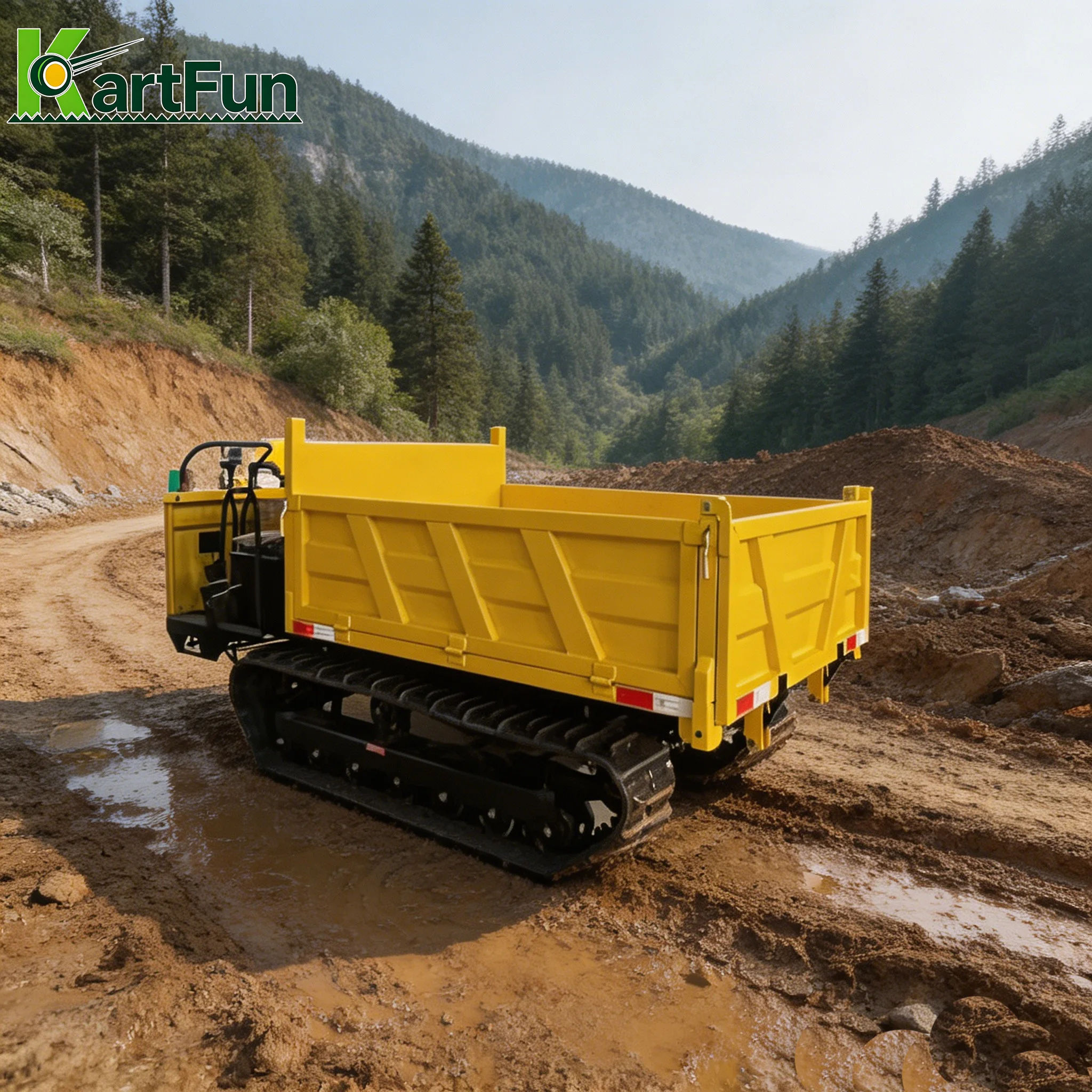 Kostenloser Versand 1,5 Tonnen Diesel-Raupendumper Selbstentladender Kettenfahrzeug-Transporter für Baustellen