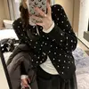 Polka dot knitted cardigan ins women's spring and autumn new style layered design sense versatile slimming long sleeved top 3