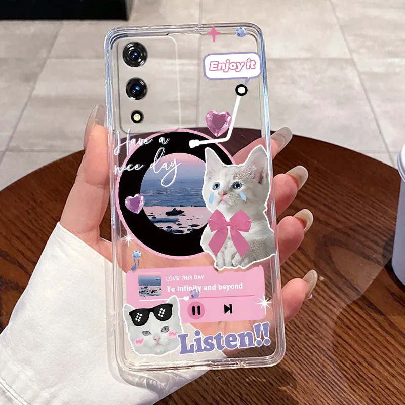 Aesthetic Cute Cat Astronaut Transparent Soft TPU Silicone Phone Case Cover