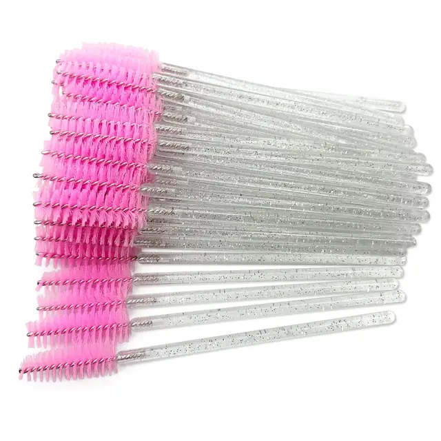 Brosse de maquillage pour cils, manche en diamant, baguettes de Mascara en cristal, fournitures d'outils d'extension de cils, brosses à cils