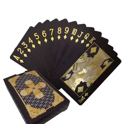 Elegant Black Gold Waterproof Playing Cards - Luxury Poker Set for Magic, Board Games, and Gift Collections (Cross Skull)