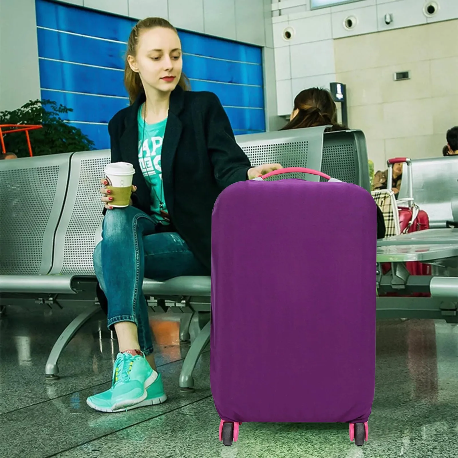Travel Suitcase Cover Elastic Suitcase Cover Jacket M Size 22 24inch Clothes Drawer Organizers And Storage