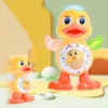 1set Can sing, dance, sway cartoon ducklings, electric lighting and music toys (requires self prepared batteries) 1