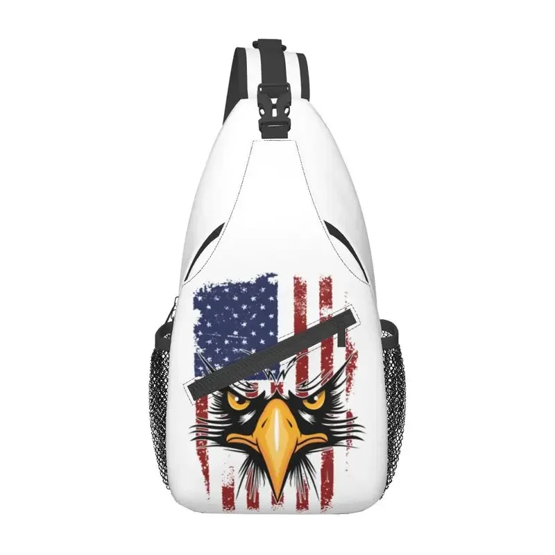 

American Eagles Flag Sling Chest Bag Customized USA Patriotic Shoulder Crossbody Backpack for Men Travel Hiking Daypack