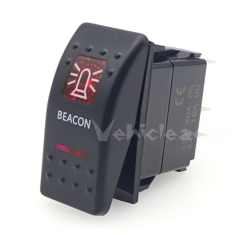 5 Pezzi Interruttore A Bilanciere 12V 20A - LED Rosso, Impermeabile
