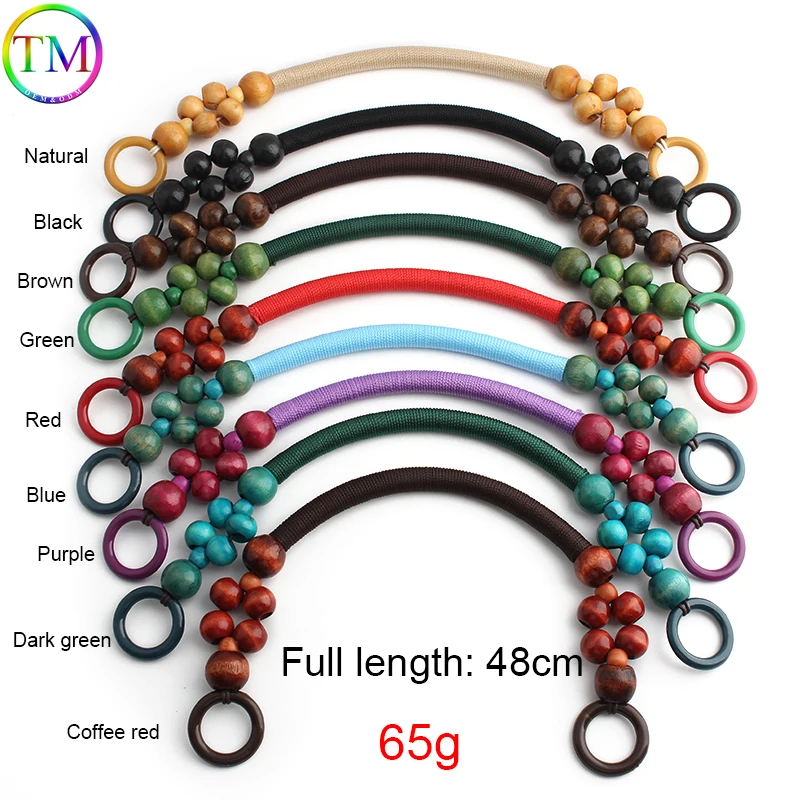 5-20PCS Wooden Bead Rope Bag Strap Handles For Handbag Shoulder Bags DIY Handbags Wraped Handle Purse Replacement Accessories