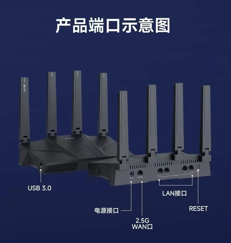 GL.iNet GL-BE6500(Flint 3e) 최초의 트라이밴드 Wi-Fi 7 홈 라우터 5× 2.5G 포트 강력한 기능 및 부모 통제 기능