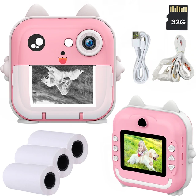 Mini appareil photo numérique à impression instantanée pour enfants,  appareil photo pour enfants avec papier d'impression zéro encre, carte TF  32 Go, jouets cadeaux - AliExpress