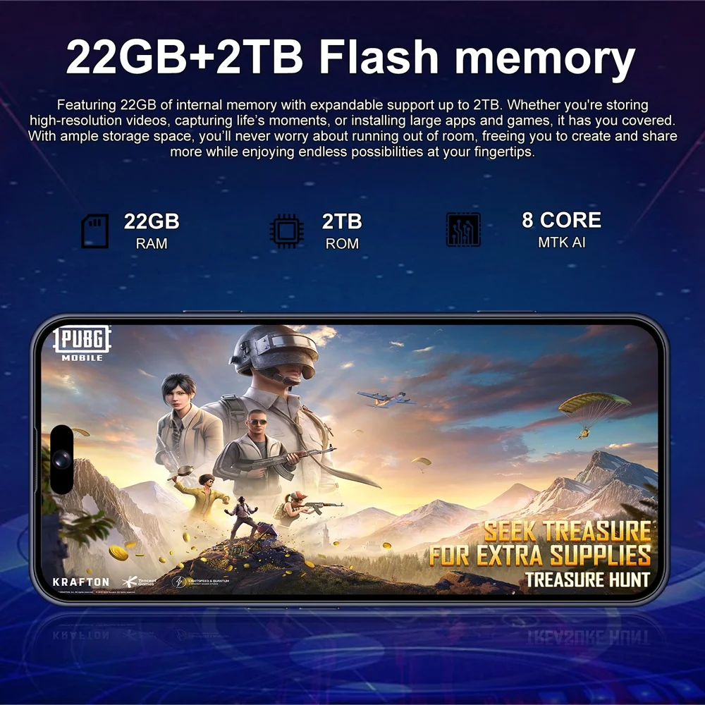K-Touch 5G Smartphone 17 Pro Max 22G+2TB Cell Phone 7.3inch Full Display Mobile Phones Face Recognition 16+48MP Camera 5G Dual Sim 7800mAh Battery Android 15 Cellphones