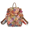 Fashion Genuine Leather Women Backpack Multicolour Flower High Quality Real Cowhide Girl Backpacks Travel Female Tote Daypack 1