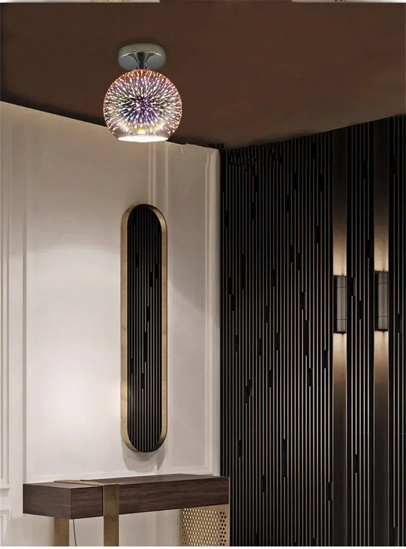 Description Picture 5 of itemNordic Modern Ceiling Lamp 3D Fireworks Electroplated Stained Glass Living Room Bedroom Kitchen Aisle Entrance Lighting Fixtures