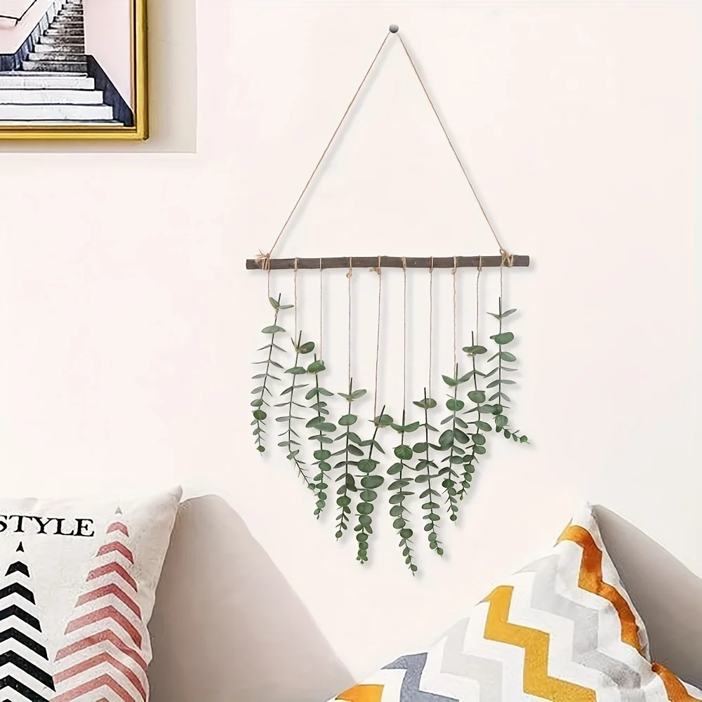 

1pc, Artificial Eucalyptus Swag,Wall Hanging Decor Leaves Decorative Log Branch Hanging Hoop For Bedroom Living Room Bathroom Wa