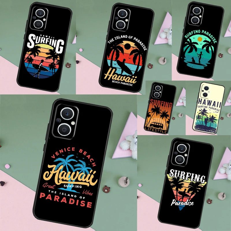 Surfing Hawaii Paradise Case Per Oppo Reno 8 Pro 8T Reno 7 4 5 6 Lite 2Z 4Z 5Z Oppo Find X2 X3 Lite Neo X5 X6 Pro