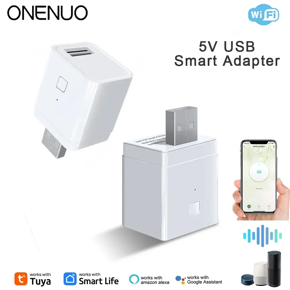 Usb Power Adapter ONENUO Tuya Smart Micro USB Adapter Switch 5V WiFi Mini USB Power Adapter Works with Alexa Hey Go Ogle Alice for Smart Home