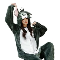 Flannel New Gray Mouse Tom Cat Kigurumi Adult Onesie Cartoon Pajama Animal Halloween Party Costume Jumpsuits Hooded Pyjamas Suit - Image 3