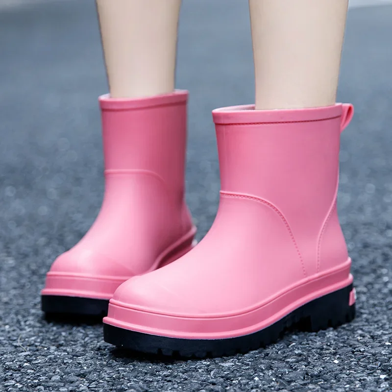 new-women-fashion-slip-on-short-rain-boots-waterproof-pvc-outdoor-rainboots-female-garden-shoes-wellies-boots-with-warm-socks