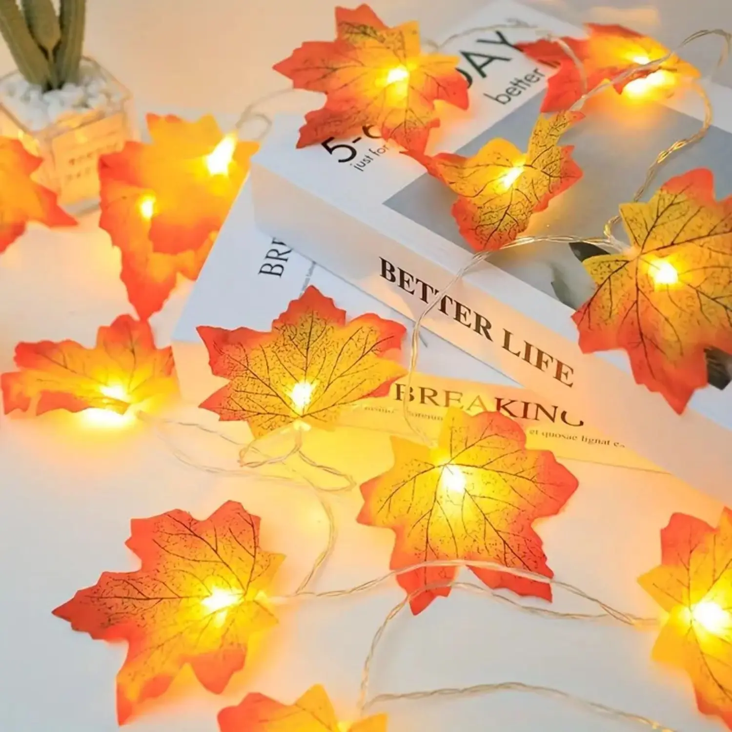 LED String Lights Decorative Lights String Lights LED Fairy Lights 1pc 10/20/40 LED Maple Leaf String Fairy Lights Battery Powered For Home Party Holiday Arrangement Scene Outdoor Decoration