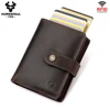 Crazy Horse Leather RFID Credit Card Holder Mens Double Anti Rfid Bank Cardholder Case Wallet Metal Business Minimalist Purse 1