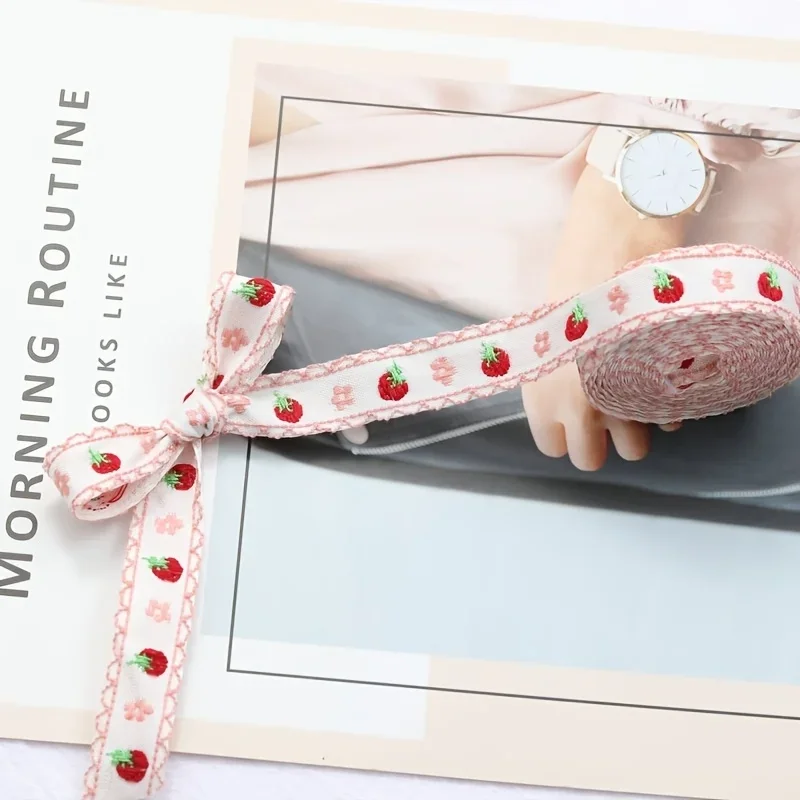 1pc 1m Jacquard Embroidery Webber Ribbon, DIY Handmade Bow Hair Accessories, Headgear Material, Gift Wrap Fabric