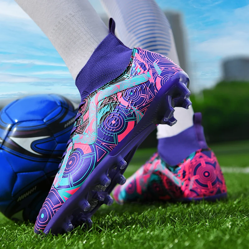 Professional Soccer Shoes Men High Top Football Cleats Anti Slip Fast Soccer Sneakers Boys Studs Lightweight Chuteira De Campo