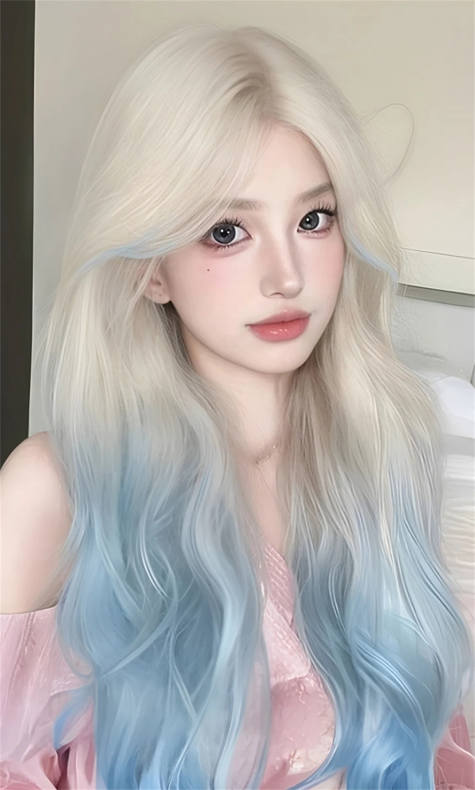 Blue Ombre Synthetic Cosplay Wig for Women