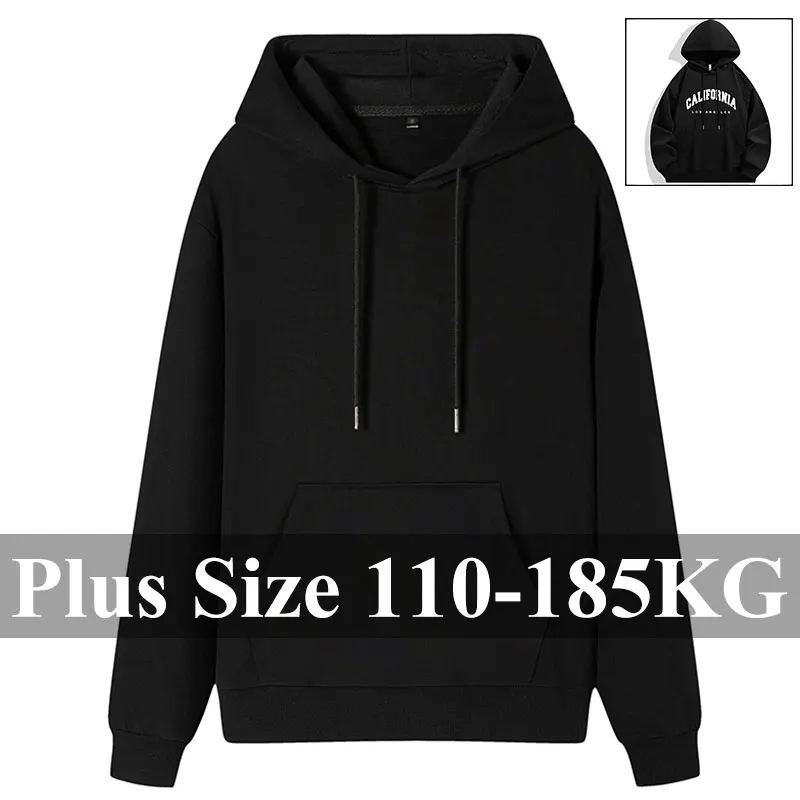 Männer 100% Baumwolle Hoodies Plus Größe 110KG-185KG Pullover Lose Sweatshirt Bequeme Casual Schwarz Tops Männliche Kleidung 1XL-7XL
