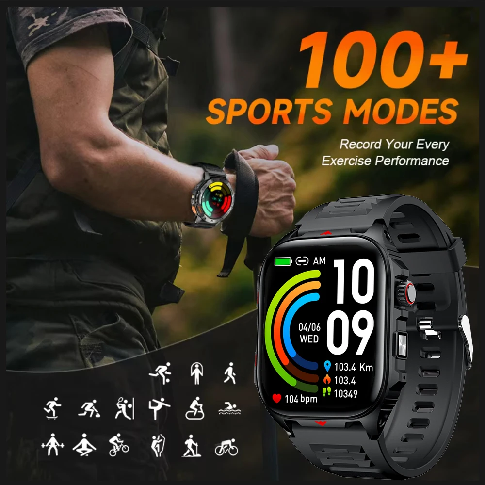 2025 New Smartwatch with LED Lights Men's 100+ Sports Mode Healthy Waterproof Sports Watch Women's Bluetooth Call Smart Watch