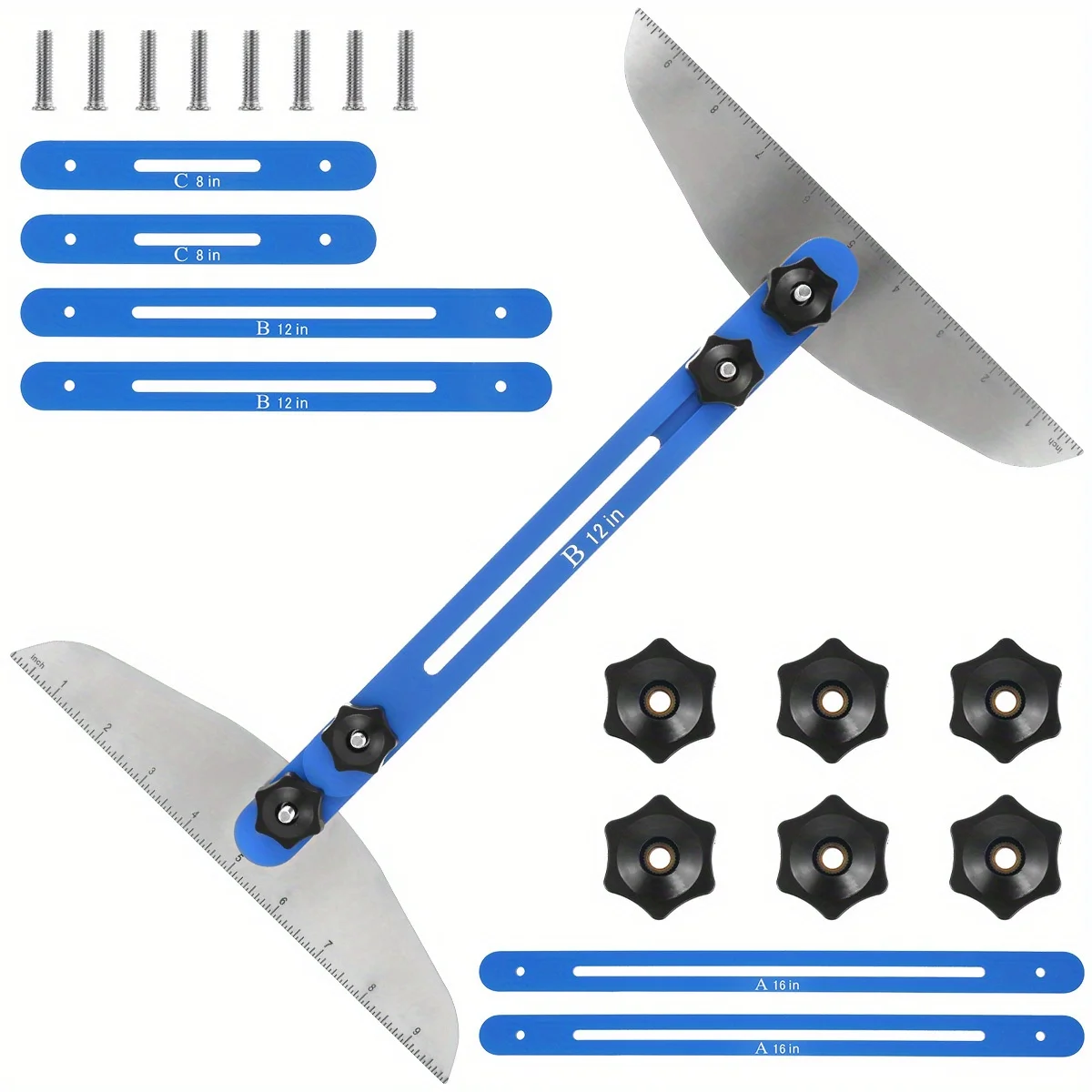 

Stair Tread Template Tool 11-60inch Metal Measuring Stair Tool Adjustable Stair Tread Gauge For Stairs Risers Shelves Partitions