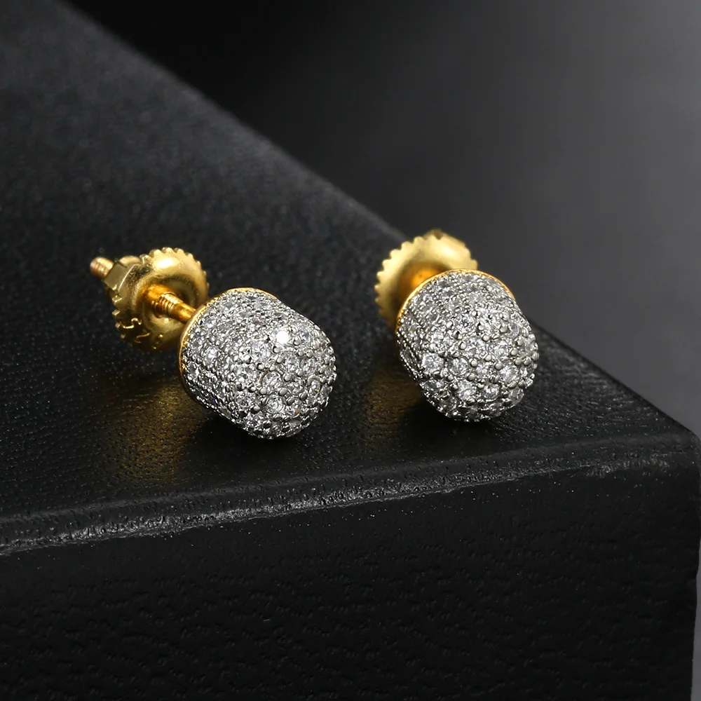 Bling Iced Out Zirkon Zylindrische Ohrringe Hip Hop Punk Gold Farbe Ohr Stud Für Männer Minimalistischen Frauen Schmuck Geschenke OHE178 – Detail 5