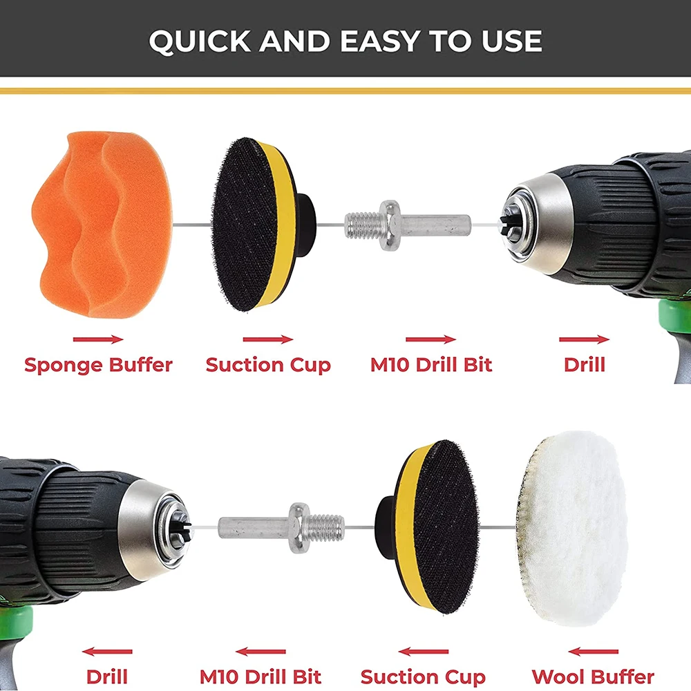 3/4/5 Inch Drill Car Polisher Reusable ing Waxing Clean Polish er Drill Wheel Polisher For Auto Polishing Sanding Waxing