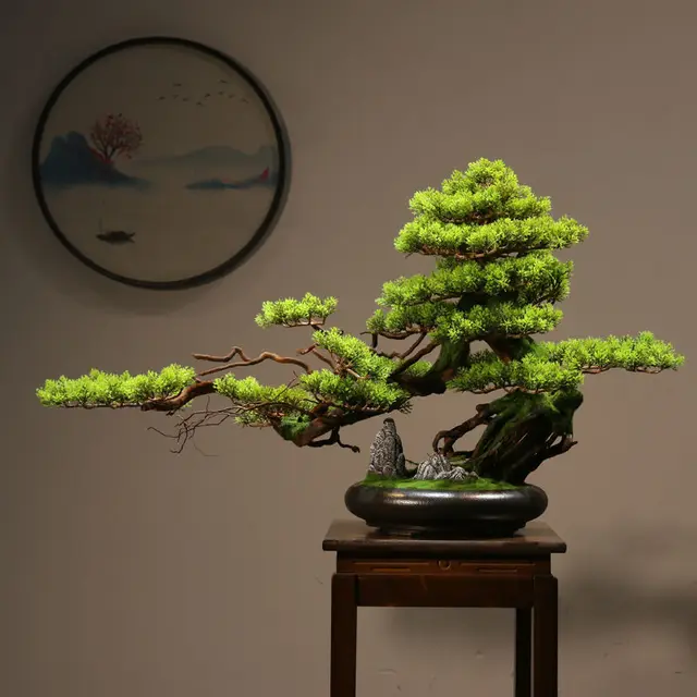 Szimuláció Zöld Növények Üdvözölve A Fenyő Bonsai Ültetési Sarkokat És Díszek Nappali Dekorációk Zen Mikrokori Táj