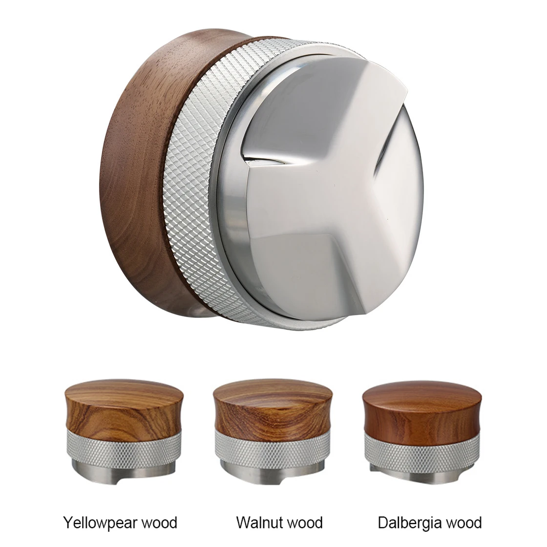 

58.3MM Coffee Distributor Espresso Tamper Adjustable Espresso Distributor Leveler Walnut 304 Stainless Steel Barista Tools