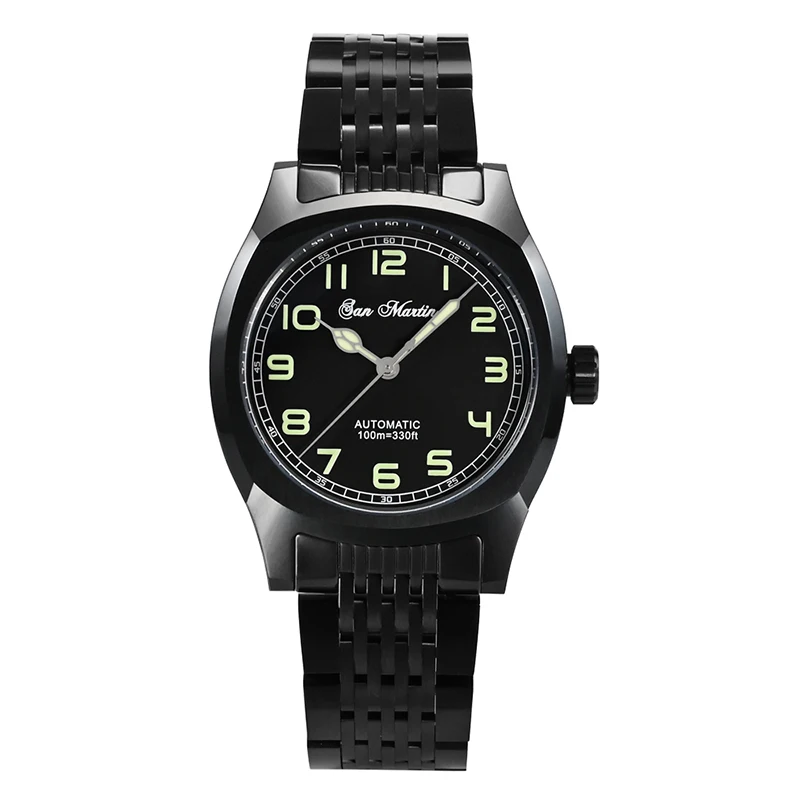 

San Martin Mens Automatic Watches 38MM Luxury Watch Mechanical Wristwatch 100M Waterproof C3 Luminous Sapphire Steel Strap