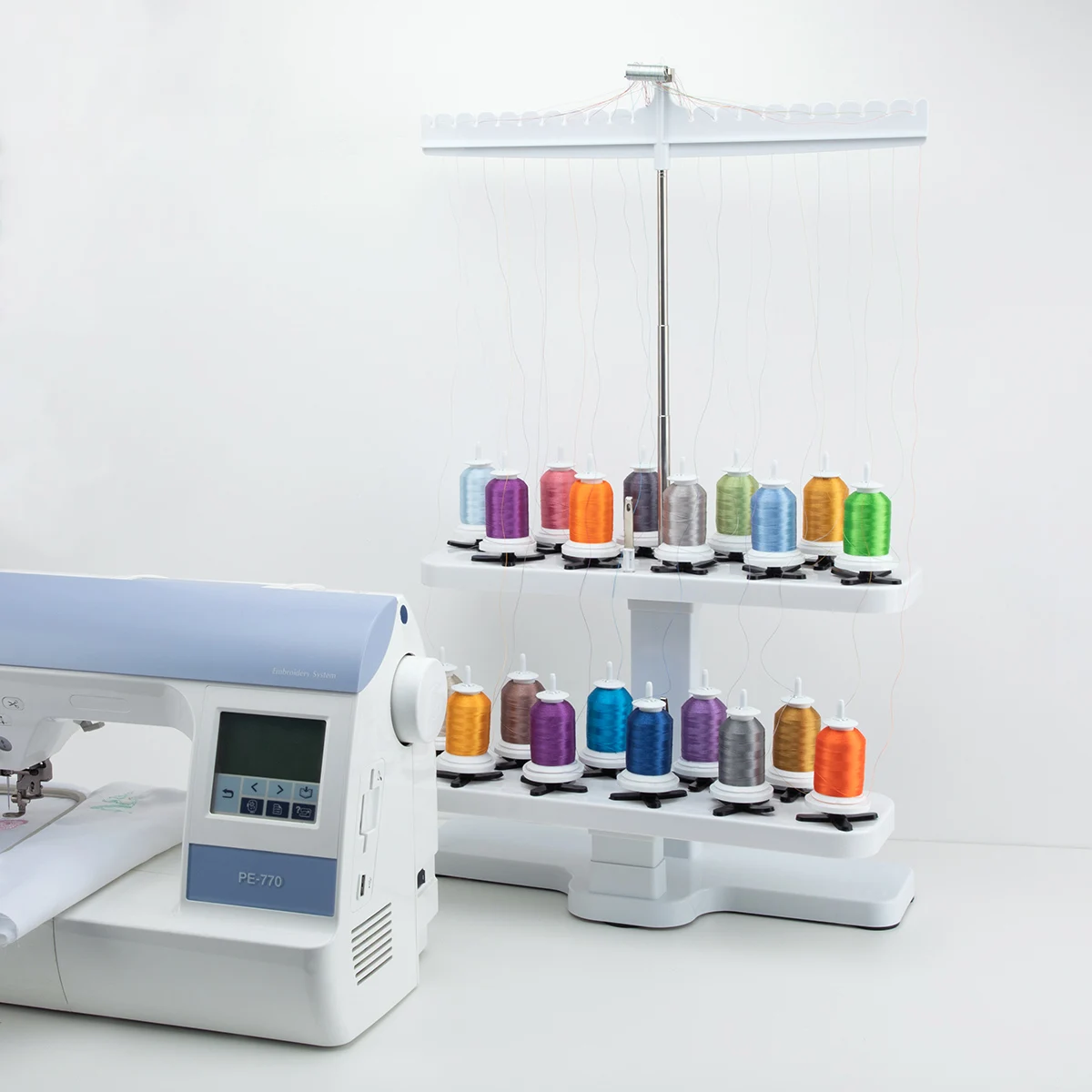 20 Spool Thread Stand Embroidery Machine Sewing Quilting Serger Machine Height Adjustable Cone Thread Holder Rack Universal