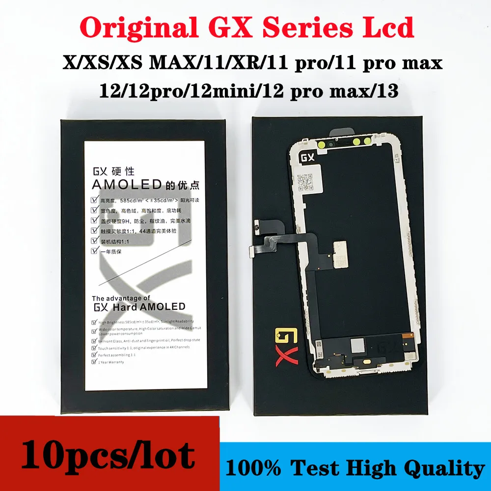 

10pcs Original GX Pantalla For Iphone Xs 11 Xr 12 13 Mini Pro Max Promax Oled Lcd Display Screen Digitizer Assembly Replaceme