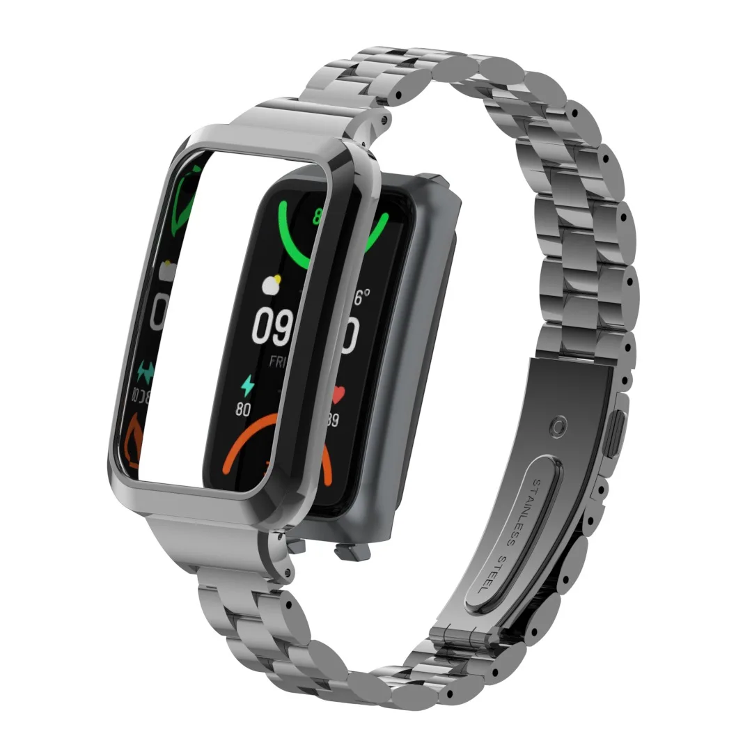 2-in-1 Metal Case and Stainless Steel Strap Set
