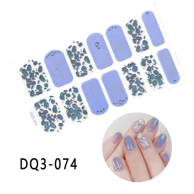 Korean Fashion Colorful 3D Glitter Sequins Nail Art Stickers Manicure DIY Nail Strips Wraps Solid Color DQ3-074