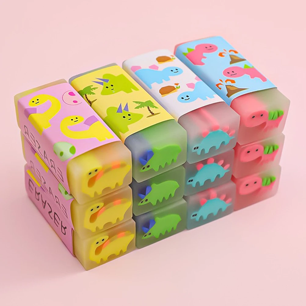12 Pcs Jelly Eraser Cute Cartoon Adorable Kids Pencil Children Bulk Pvc Cool Kawaii School Supplies Rubber Eraser
