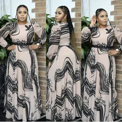 Robe africaine en mousseline de soie pour femmes, nouvelle mode Dashiki imprimé Ankara, Maxi manches longues, robes élégantes de fête de mariage, 2021 