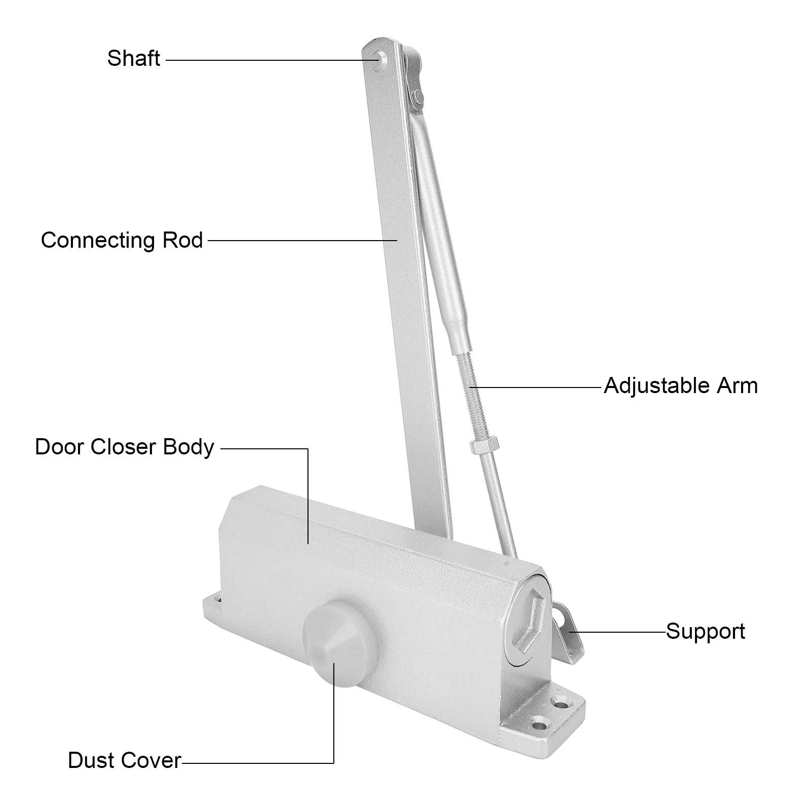 60-85kg Door Closer Aluminum Alloy Adjustable Hydraulic Door Shutter for Commercial Residential Office Use Hardware