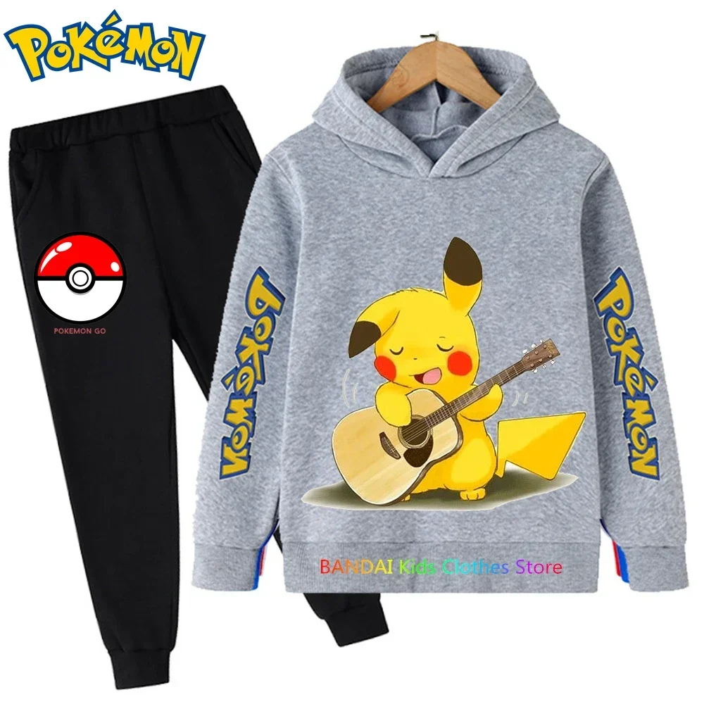 

Pokemon-Pikachu Boy Girl Hoodie Suit Cotton Kids Hooded Sportswear Set Pants Boys Clothes 2 pez 3 4 5 6 7 8 9 10 11 12 13 14 Y