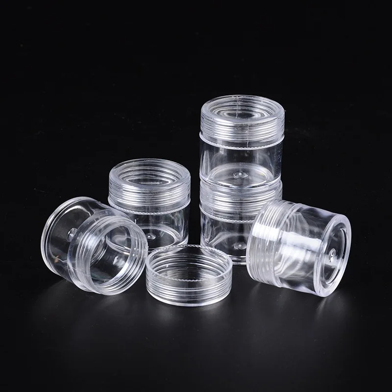 10Pcs Clear Plastic Jewelry Bead Storage Box 20ml Column Container Jars Earring Ring Portable Case for Handmade DIY Accessories