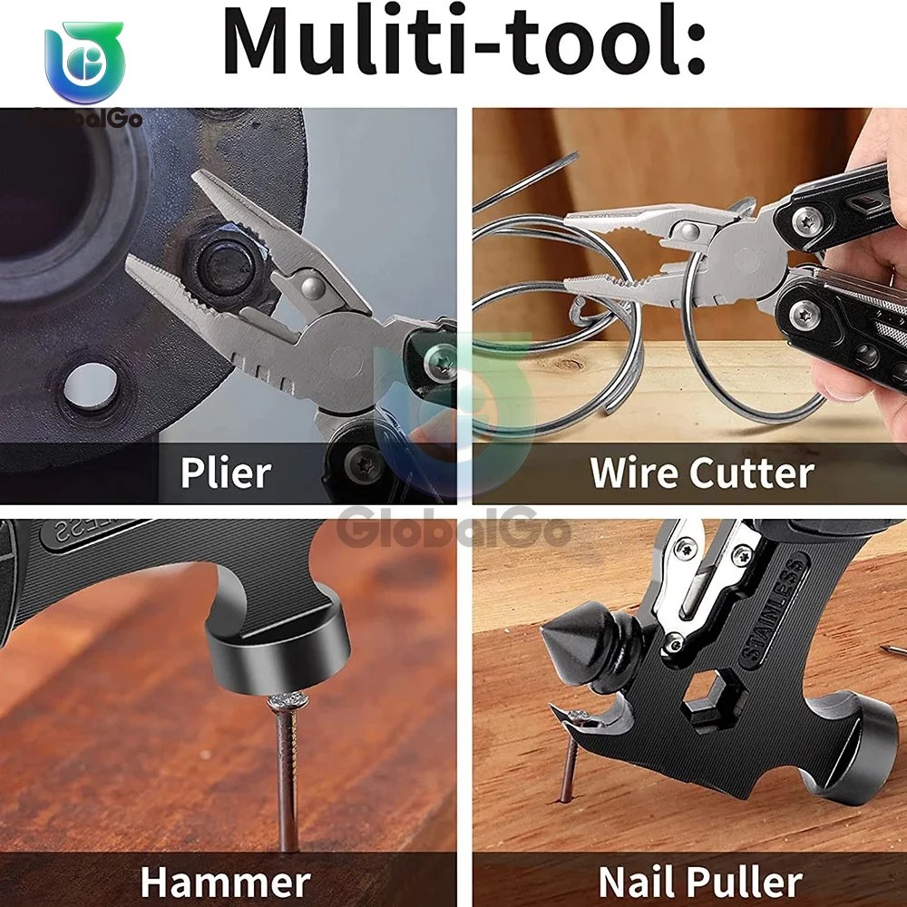 Multitool Claw Hammer Stainless Steel Knife Plier Tool Nylon Sheath Outdoor Survival Camping Hiking Portable Pocket Claw Hammer 3