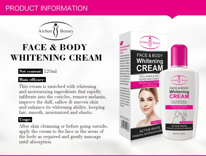 Collagen Milk Bleaching Face Body Cream Skin Body Moisturizing Breast  Brightening Moisturizing Lotion for Light Skin 6