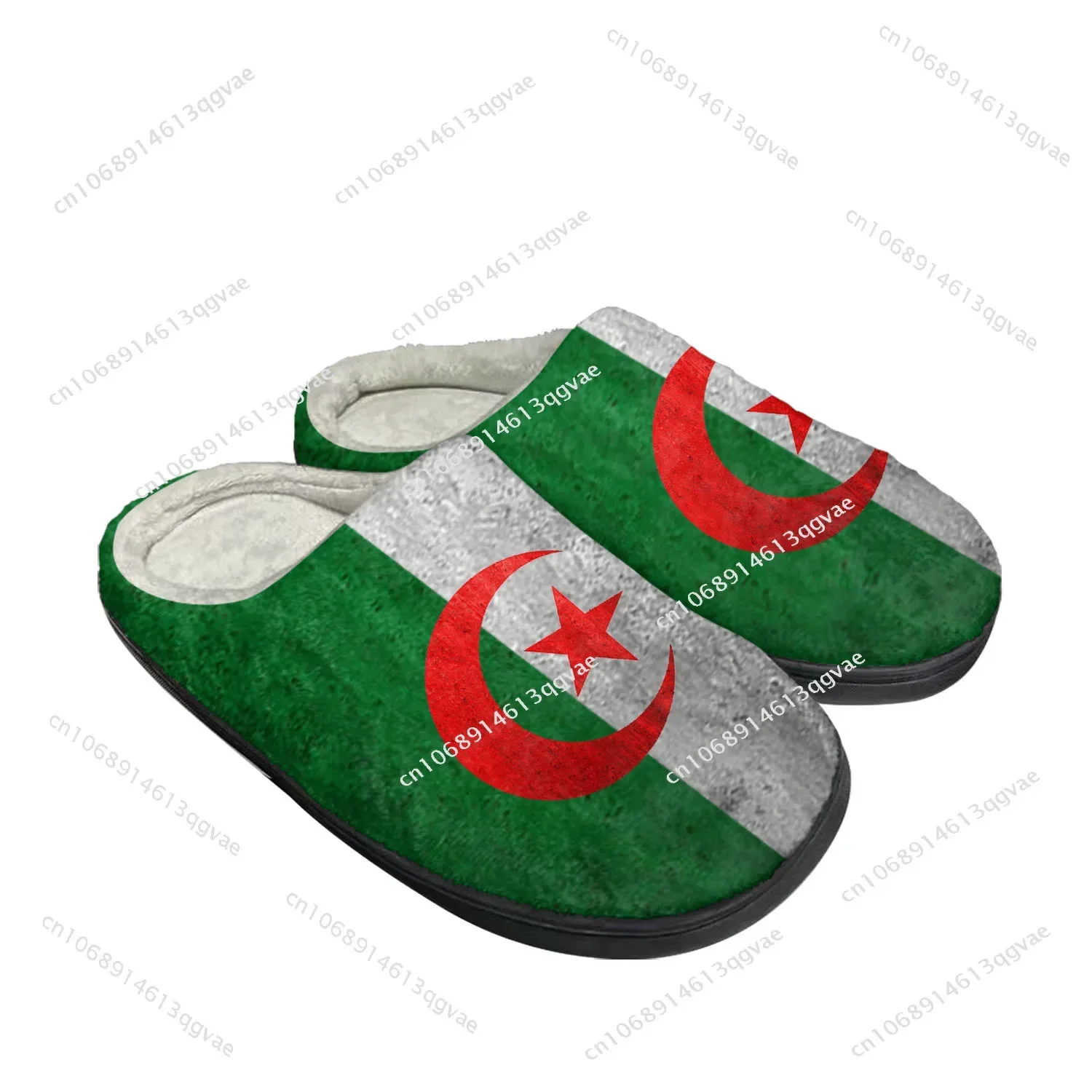 Algerian Flag Home Cotton Custom Slippers Mens Womens Sandals Algeria Plush Bedroom Casual Keep Warm Shoes Thermal Slipper