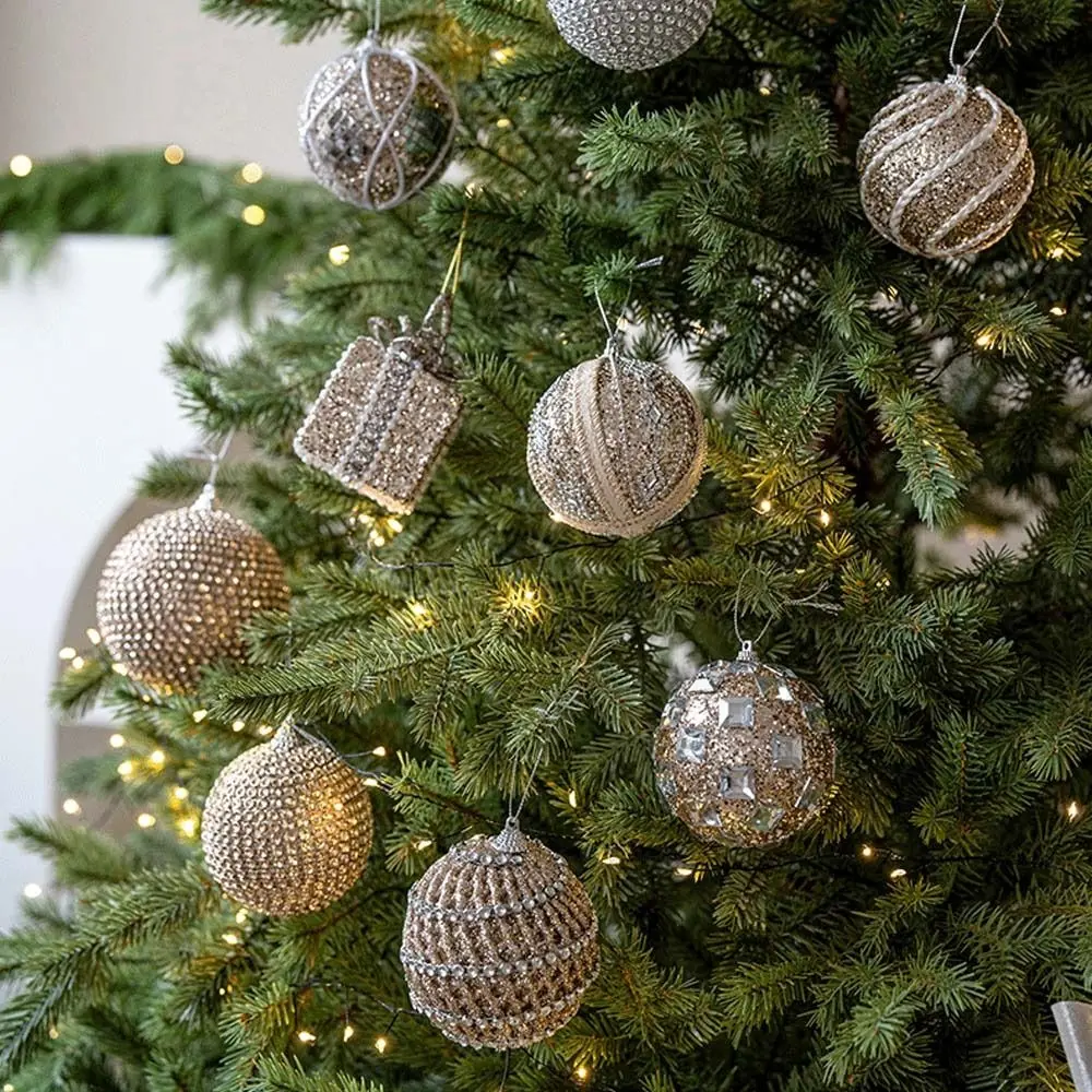 High-quality Foams Christmas Tree Balls Shiny Sequin Christmas Tree Pendant 8cm Hanging Xmas Baubles Christmas Party Supplies